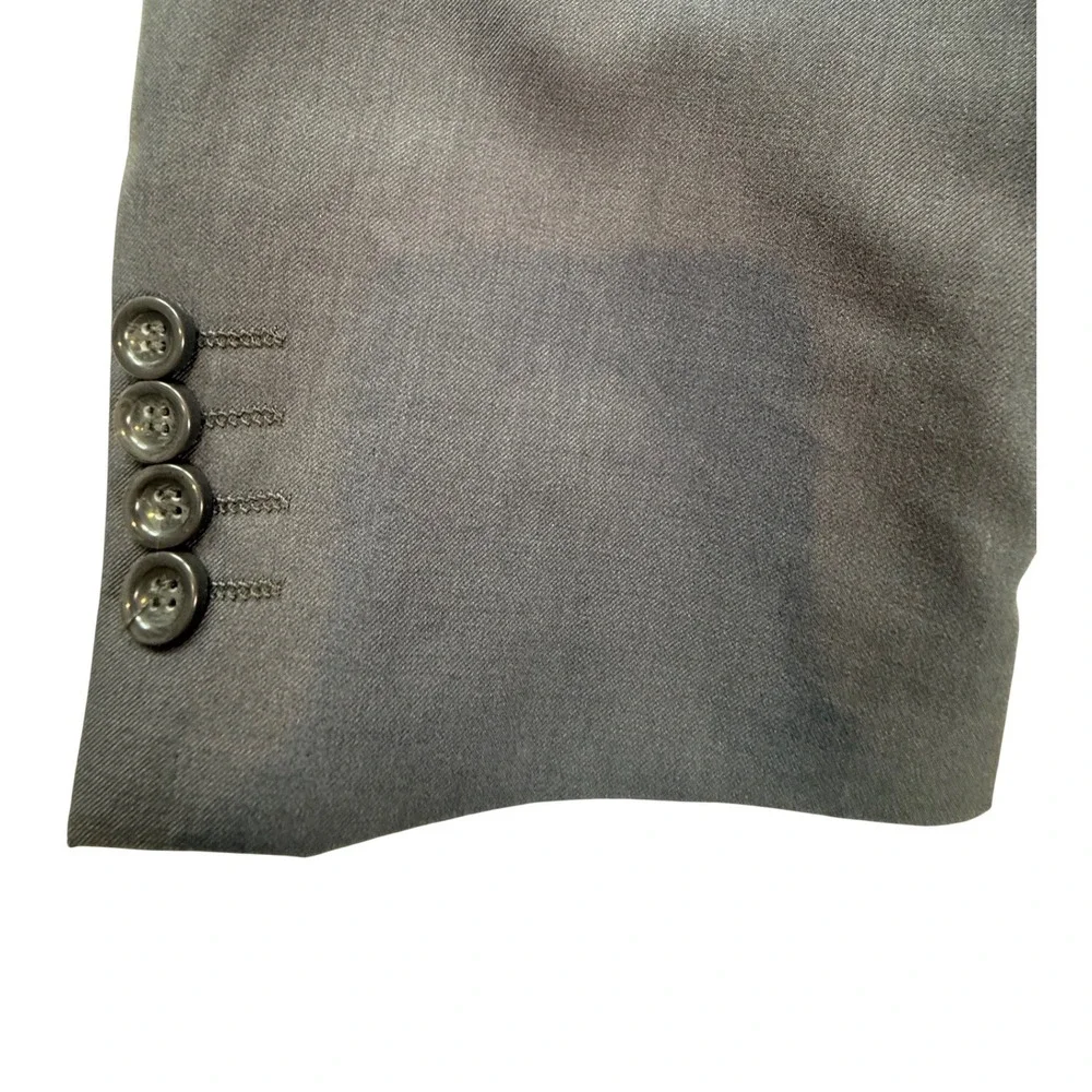 Vinci Mens Gray Double Breasted Blazer Suit Jacket 50L Peak Lapel Professional